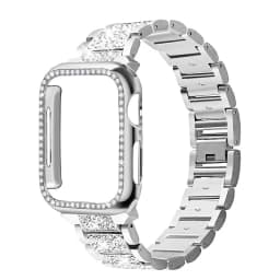 Case+Bling Strap for Apple Watch Band 40mm 44mm 41mm 45mm 38mm 42mm 40 mm Diamond Metal Bracelet iWatch Series 9 8 3 6 se 7 Band