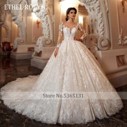 ETHEL ROLYN Luxury Wedding Dresses For Women Long Sleeve Beading Appliques Vintage Princess Wedding Gown Vestidos De Novia