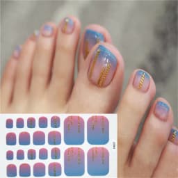22Tips/Sheet Nail Sticker Adhesive Toenail Art Polish Tips French Glitter Sequins Nail Wraps Strips Easy Toenail Sticker