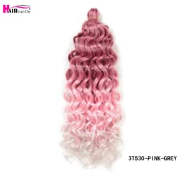 18-24 Inch Ocean Wave Crochet Braid Hair Hawaii Afro Curls Natural Synthetic Braiding Hair Extensions Pink 613 Hair Expo City