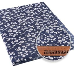 Teramila Grid Pattern Navy Blue Floral Plain Cotton Printed Patchwork Cloth Fabric for Art Sewing DIY Handmade Crafts Needlework