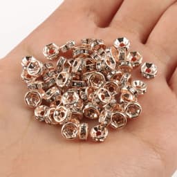 50pcs Brass Crystal Rhinestone Spacer Beads 4/6/8mm Gold Silver AB Color Rondelle Jewelry Makings Findings Bracelet Accessories
