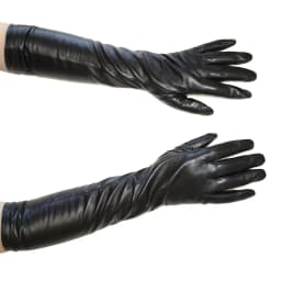 Women's Super Long Sheepskin Gloves Leather Touch Screen Elbow Length with Thin Silk Spring Autumn Thick Velvet Lining Arm Sets