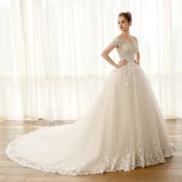 SL-6804 Customized ball gown wedding dress off shoulder elegant lace appliques celebrity princess wedding gowns plus size