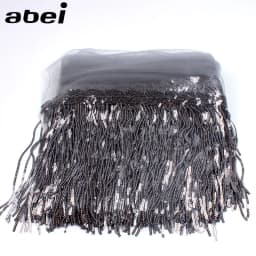 32cm 2yard Shining Mesh Fabric Lace Fringe Sequins Paillette Tassel Ribbon DIY Wedding Party Dance Dress Sewing Accessories
