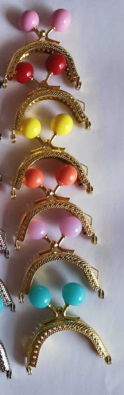 5cm mini semicircle purse frame clasp Color beads With key ring DIY coin purse Kiss lock bag accessories 6pcs/lot