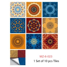 10/15/20cm Mandala Style Matte Surface Tile Sticker Peel & Stick Decoration Film For Tiles /Ground in Kitchen Wardrobe Wallpaper