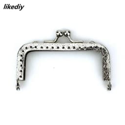 1 Piece 8.5 CM Antique Bronze Or Silver Square Metal Purse Frame Knurling Straight Edge Kiss Clasp DIY Bag Accessory