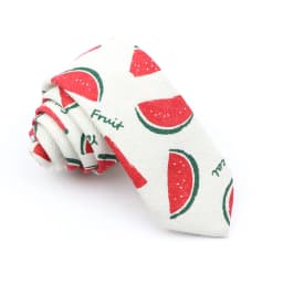High Quality Cute Linen Cartoon Tie For Men Cat Polar Bear Watermelon Waves Printed Funny Gift Animal Narrow Striped Slim Cravat