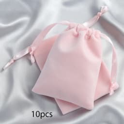 10pcs Pink Thick Velvet Jewelry Packaging Bag Drawstring with Ribbon Rings Board Game Tarots Playing Cards Storage Organizer Bag