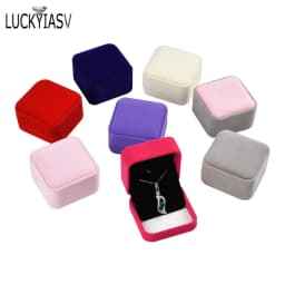 1 PC High Quality Storage Presentation Necklace Pendant Jewelry Box Velvet Case Earrings Plastic Display Box 12 Colors