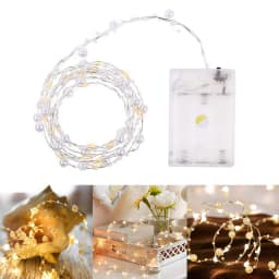 LED Pearl Copper Wire String Lights 2M 5M 10M Battery Power Garland Home DIY Fairy Lamps For Wedding Party Holiday Gifts