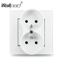 White Single Frame 16A Double French Socket 86*86mm Wallpad EU Style Wall Plug Power Outlet with Claws for Poland Belgium