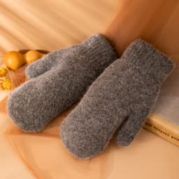 New Women Winter Keep Warm Plus Cashmere Thicken Solid Elasticity Soft Full Fingers Wool Knitting Mittens Gloves Cute Lovely