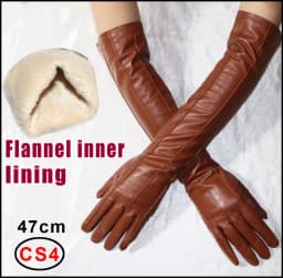 High-end Long Leather Gloves Women's,Leather Sleeve Arm Covers, Winter Warm Thick and Thin Driving Touch Screen Sheepskin Gloves