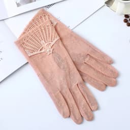 Summer Women Sunscreen Touch Screen Anti-UV Ice Silk Gloves Thin Breathable Non-slip Short Female Elegant Jacquard Drive Gloves