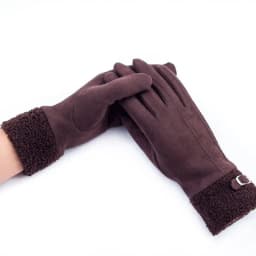 Winter Suede Leather Internal Plush Thicken Touch Screen Driving Gloves Woman's Outdoor Riding Belt Embroidery Warm Gloves R28