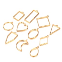 11-22Pcs Metal Geometric Hollow Frame Bezel Border Molds UV Epoxy Resin Molds For DIY Jewelry Making Findings Round Pendants