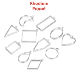 11Pcs/Lot 8 Colors Assorted Geometric Hollow Pressed Flower Frame Pendants Resin for Jewelry Making Necklace Pendant Bezel Mold
