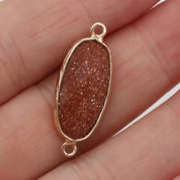 Natural Stone Amethysts Pendant Oval shape Two-hole connector for Jewelry Making Diy Bracelet necklace accessories 11x27mm