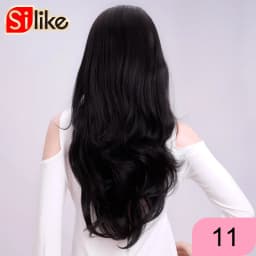 Silike 24Inch Synthetic Wavy 3/4 Half Wig Long Hair Extensions Ombre Blonde Capless Wigs Hair Clips Extension For Women 210g