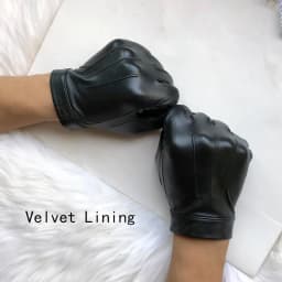 Unlined Gloves Wrist Button Sheep Leather Touch Screen Winter Gloves For Men Black Thin Lining Genuine Leather