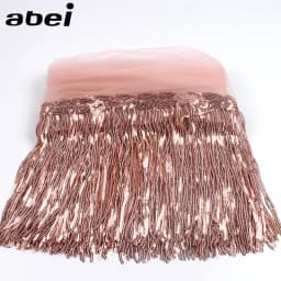 32cm 2yard Shining Mesh Fabric Lace Fringe Sequins Paillette Tassel Ribbon DIY Wedding Party Dance Dress Sewing Accessories