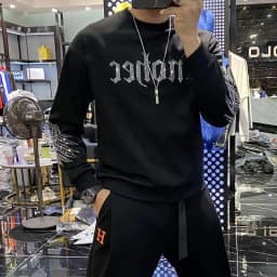 Rhinestone Style Winter Trend Men Hoodie High Quality Pure Cotton Hoody Casual Fashion Pullover Hot-Selling Tops