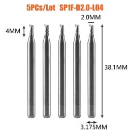 Dreanique 5pc/lot Single Flute Spiral End Mill CNC 3D Advertisement Engraving 1 Flute Bit for wood Acrylic Aluminum Plastics Cut
