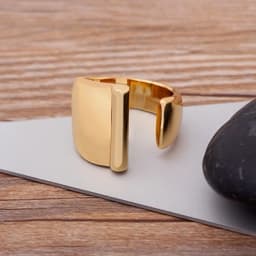 Trendy Hollow A-Z Letter Gold Color Adjustable Opening Ring Initials Name Alphabet Female Chunky Wide Party Wedding Jewelry
