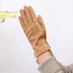 Women's Winter Plus Velvet Thicken Warm Touch Screen Gloves Elegant Pearl Suede Windproof Full Finger Cycling Driving Gloves K43