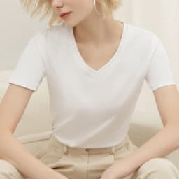 95% Cotton Summer T-shirt Women Solid V-Neck Short Sleeve Simple Basic Harajuku Female Tees Top Camisetas Verano Mujer