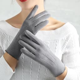 New Women Winter Keep Warm Touch Screen Thin Fleec Section Suede Fabric Female Elegant Solid Soft Cycling Drive Gloves
