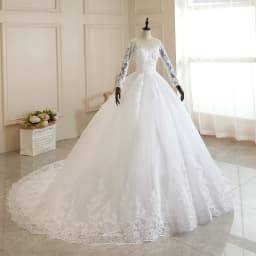 Vestido Noiva White Full Sleeve Wedding Dress With Train Princess Luxury Wedding Dress Robe De Mariee Plus Size Customized