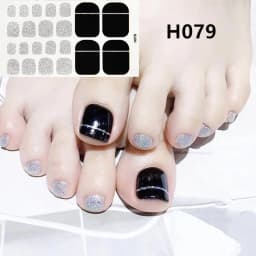 22Tips/Sheet Nail Sticker Adhesive Toenail Art Polish Tips French Glitter Sequins Nail Wraps Strips Easy Toenail Sticker