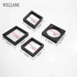 Gem Stones Ring Display Holder Transparent PE Film Jewelry Presentation Box Bracelet Pendant Frame Dustproof Stand 3D Suspension