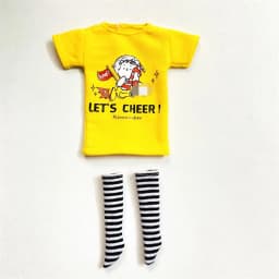 2pcs/Set of Blyth Clothes, Beautiful Print Short T-Shirt + Striped Socks, Can Be Used for 1/6 Doll Accessories
