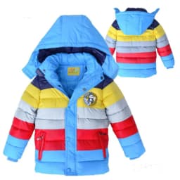 Infant Fashion Jackets Boys Stripe Winter Down Coat 2025 Baby Wear Kids Warm Outerwear Hooded For 2-7 Yrs Children Clothes