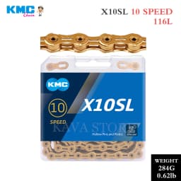 KMC 10 Speed MTB Road Bike Chain X10 X10EL X10SL 10V Bicycle Chains Extra Light Gold Silver Race Rustproof Chain 116/118 Links