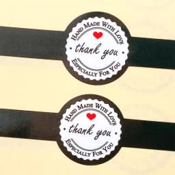 50 Pcs/lot Red Black Thank You Hand Made with Love Long Strip Kraft Label Sticker DIY For Gift Cake Baking Sealing Ticker