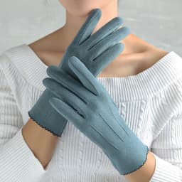 Slim Vintage Windproof Touch Screen Gloves Women Winter Full Finger Hand Warmer Suede Glove Female Young Students Wholesale G027
