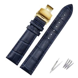 Genuine Leather Bracelet Dark Blue Color Watch Strap Butterfly Clasp Watchband Sized in 16mm 18mm 20mm 21 22mm 23mm Watch Band