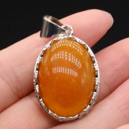 Natural Stone Pendant Egg-Shaped Lace Pendant Rose Quartz/Malachite/Lapis Lazuli/Agates For Jewelry Making DIY Necklace Earrings