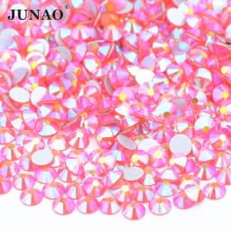 JUNAO 100 Gross Wholesale SS6 8 10 12 16 20 30 AB Glass Rhinestone Bulk Flatback Crystals Round Nail Strass Stone For DIY