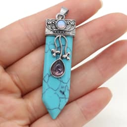 Natural Amethysts Pink Quartz Stone Sword Pendant Lapis Lazuli Onyx Charms Women Jewelry Making DIY Necklace Gift Size 16x57mm