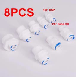 Fit Tube OD 1/4" 3/8" -1/8" 1/4" 3/8" 1/2" 3/4" BSP Male RO Water Connector Fitting Aquarium Reverse Osmosis Drinking Dispenser