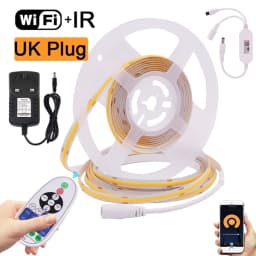 12V Wifi LED COB Strip Light Dimmable Power Kit US EU UK Remote Control 320LED 528LED 384LED Linear Lighting Flexible Led Tape