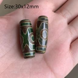 1/2pcs Prayer Mala Tibetan Mystical Dzi 3 Green Eyes Oval Agates Beads For Jewelry Making DIY Bracelet Necklace Charms Findings