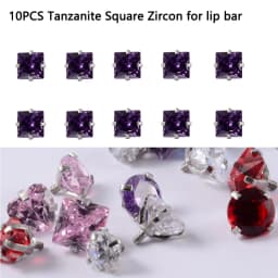 10PCS Surgical Steel Internally Threaded Lip Bar 16G Zircon Top Component For Labret Prong Zircon Ear Tragus Helix Ear Piercing