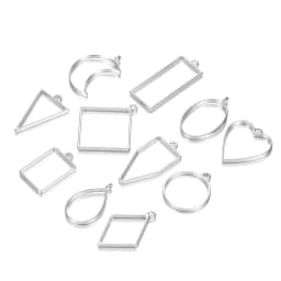 11-22Pcs Metal Geometric Hollow Frame Bezel Border Molds UV Epoxy Resin Molds For DIY Jewelry Making Findings Round Pendants